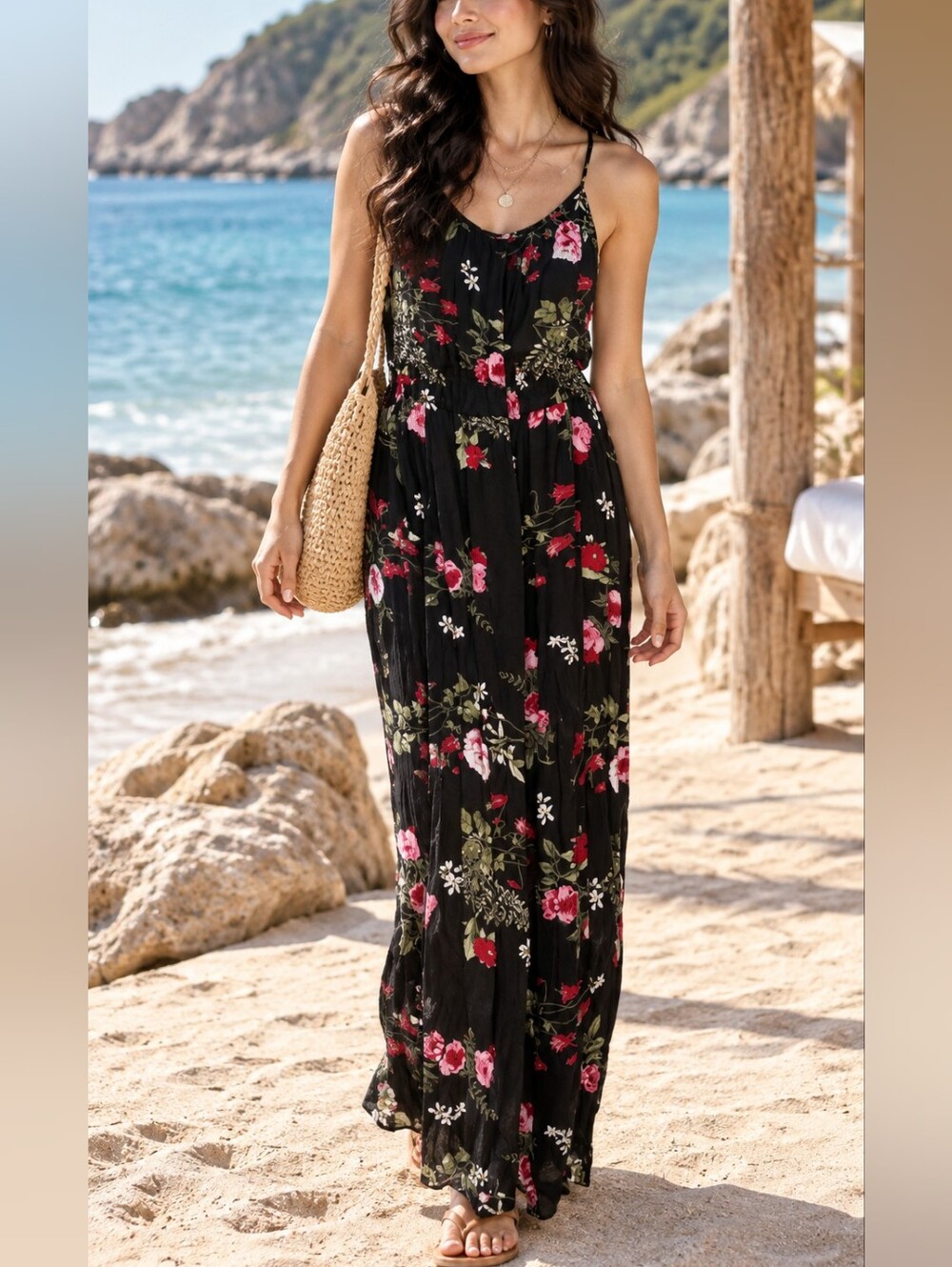 Vero Moda Floral print Sleeveless Strappy Maxi Dress Size S
